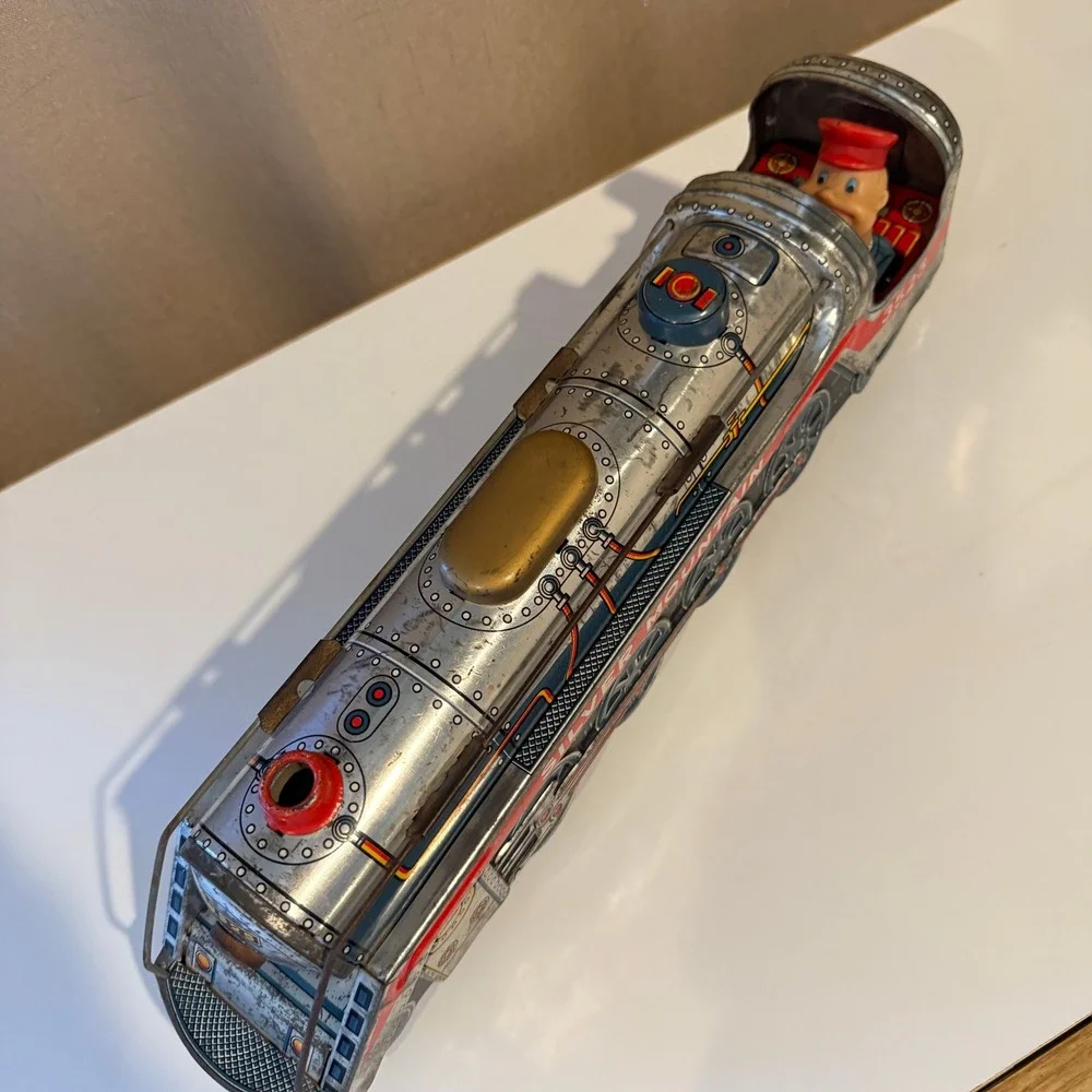 Vintage Silver Mountain 3525 Tin Litho Steam Locomotive Train Japan Toy